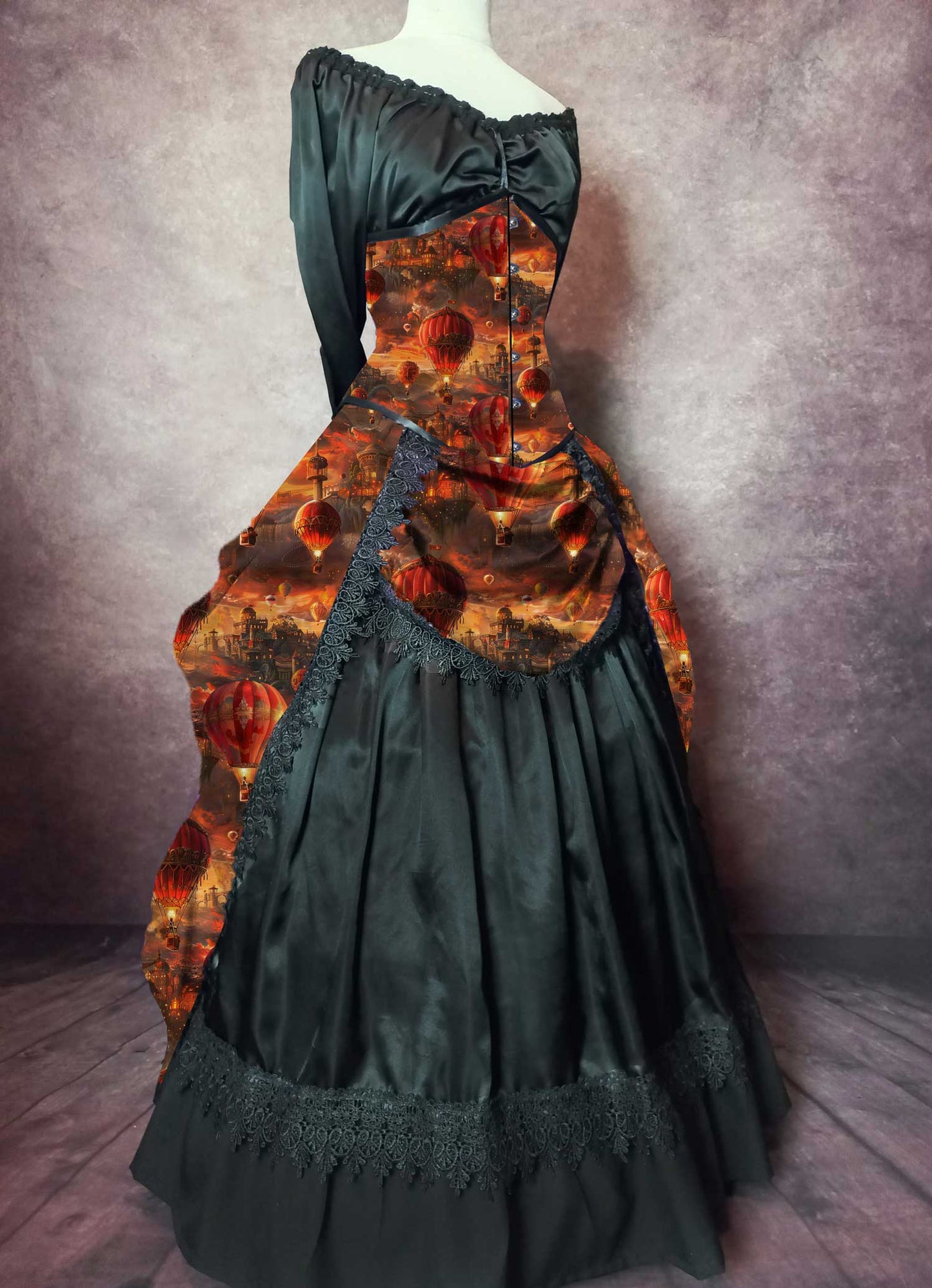 Steampunk Hot Air Balloons Victorian Corset Gown