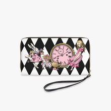 Load image into Gallery viewer, Alice In Wonderland Clutch Purse Wallet - Alice Falling Down the Rabbithole Pink and Gold (JPZWP1)
