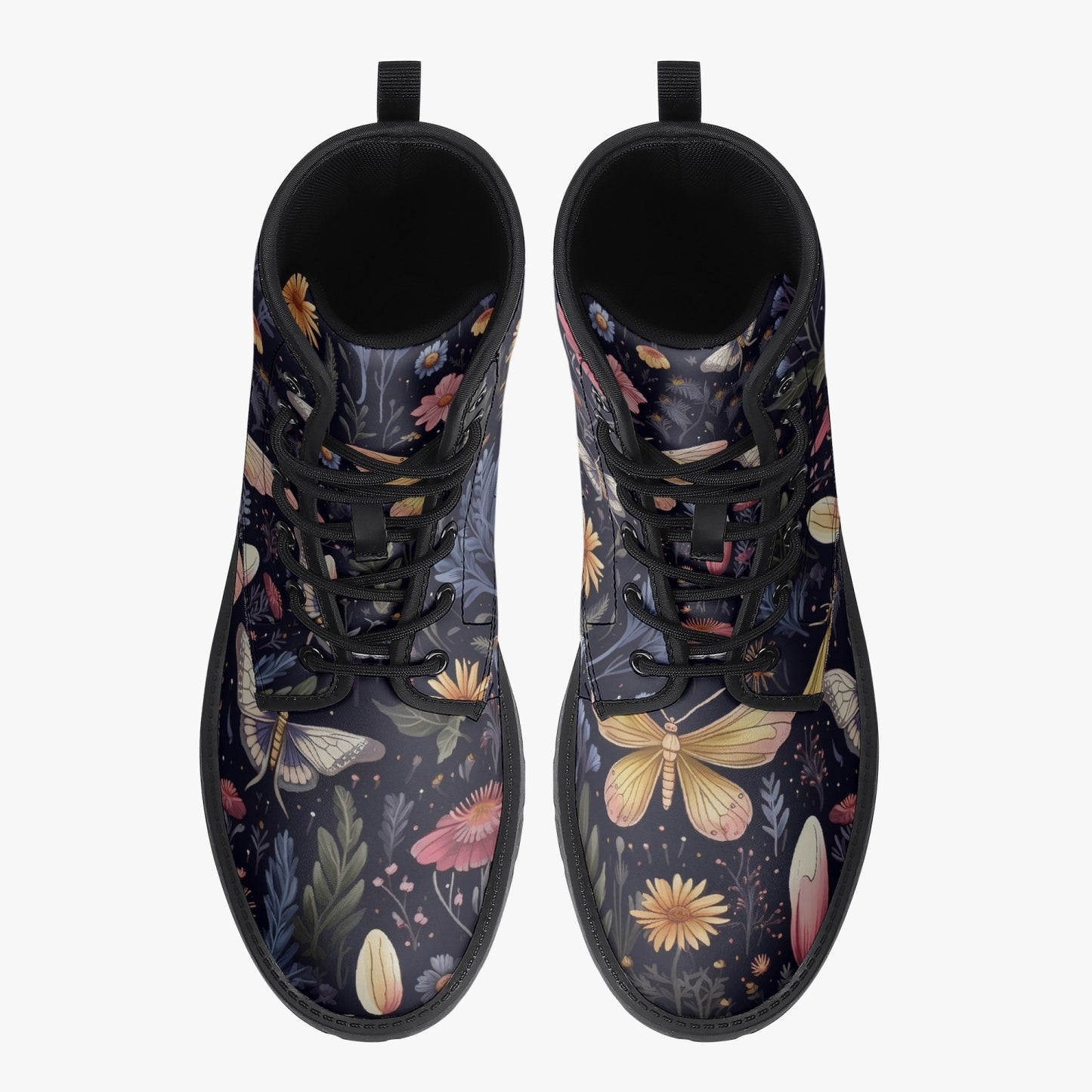CottageCore Vegan Leather Boots - Floral ForestCore Boots (JPCC1)