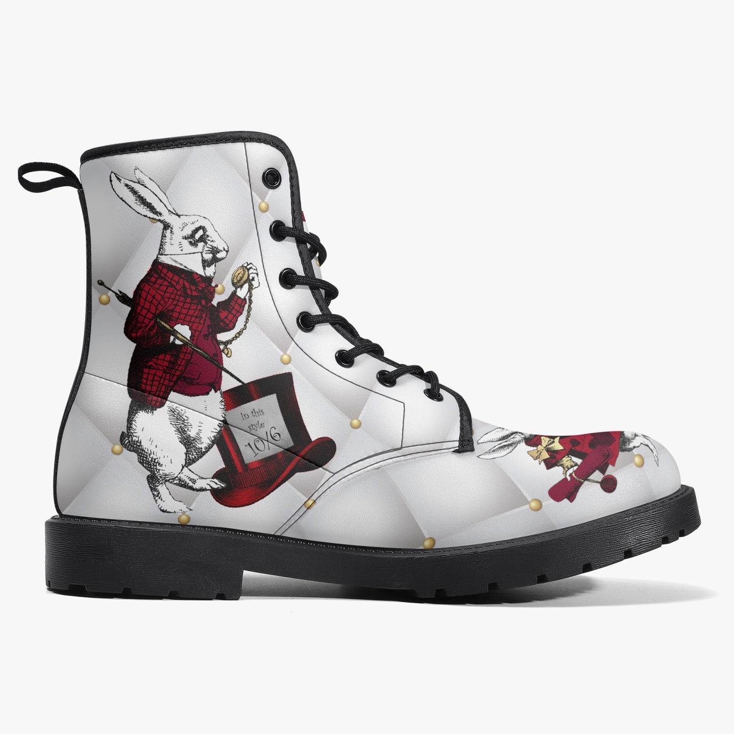 White Alice in Wonderland Mad Hatter Tea Party Boots (JPWA1)