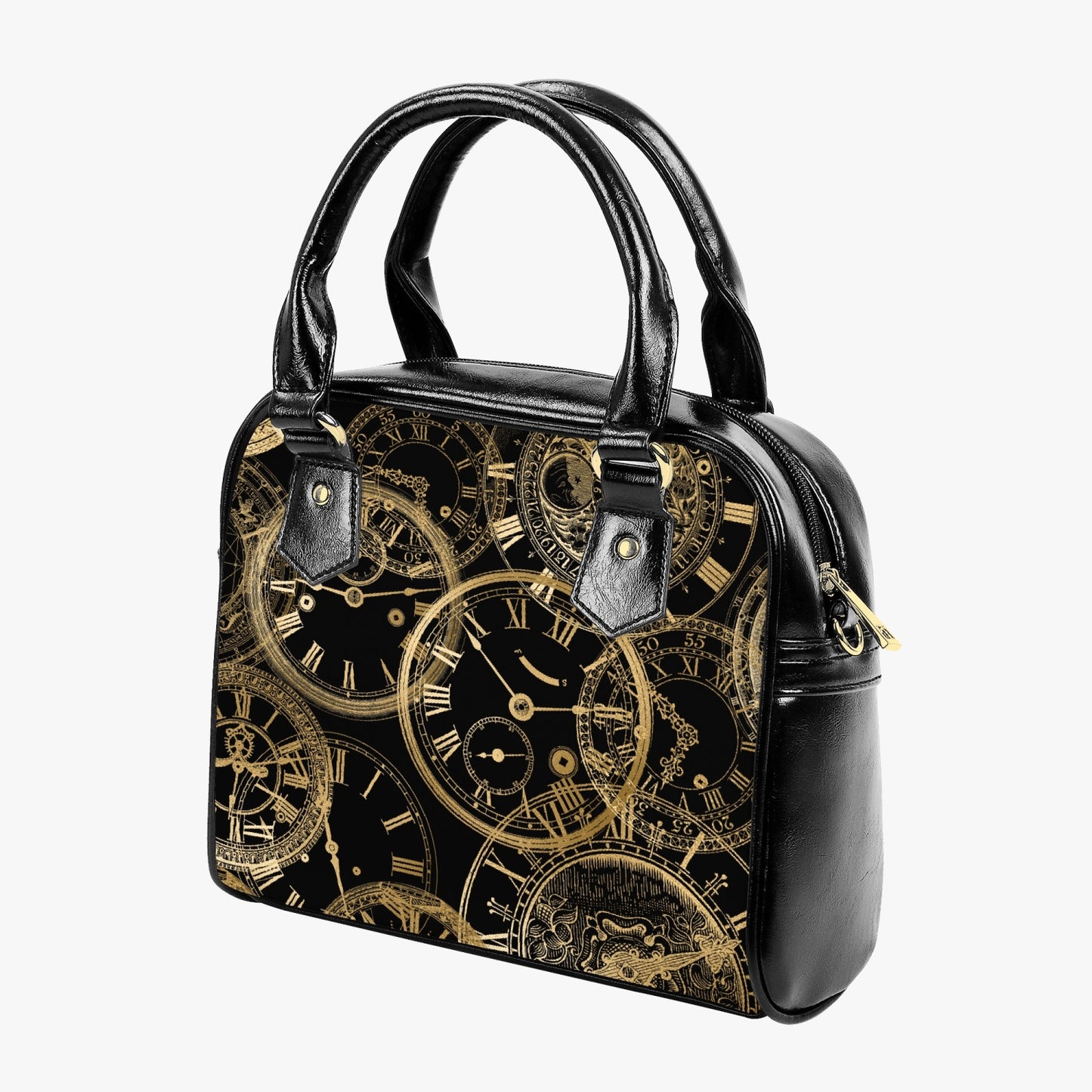 Golden Clocks Steampunk Shoulder Purse - Steampunk Handbag (JPGCBAG)