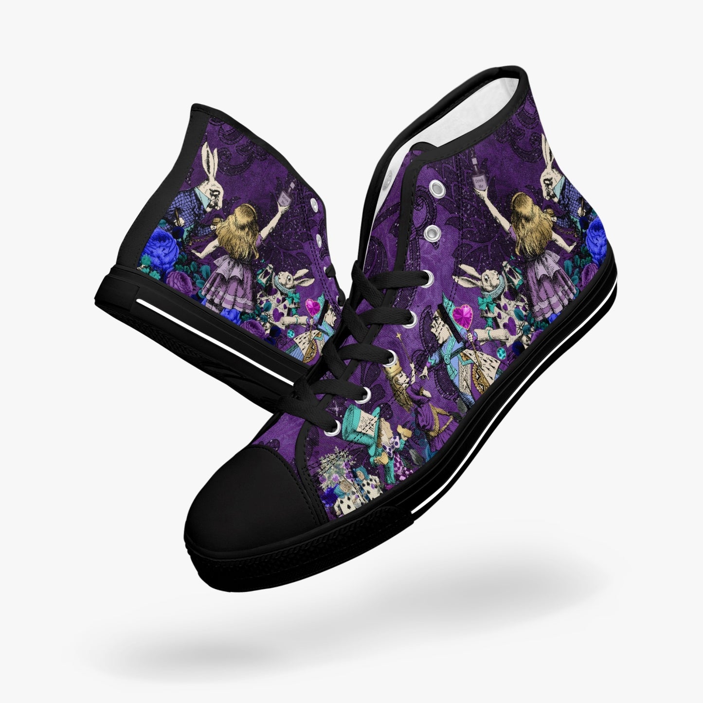 Alice In Wonderland Gothic Purple High Top Sneakers (JPAIWP)