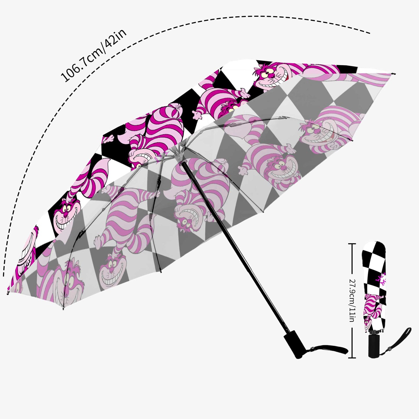 Cheshire Cat - Alice in Wonderland Automatic Umbrella - Mad Hatter Tea Party Parasol (UMCC)