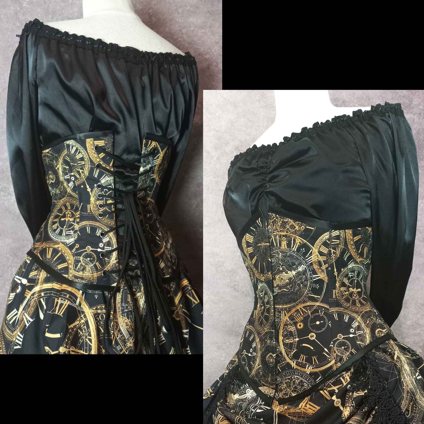 Golden Clocks Steampunk Corset Ensemble - Steampunk Costume