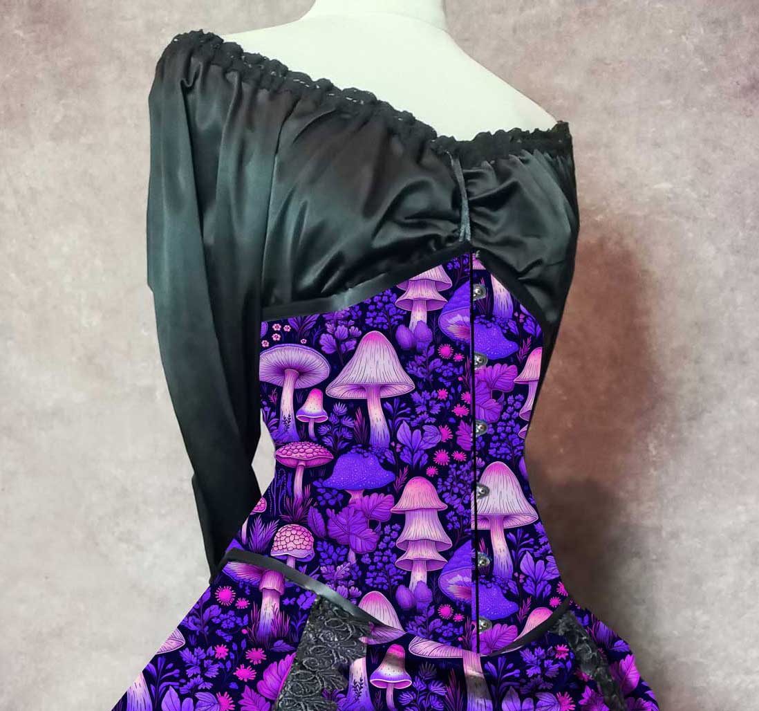 Pink and Purple Vibrant MushroomCore Corset Gown - Made to Measure - Plus Size Friendly