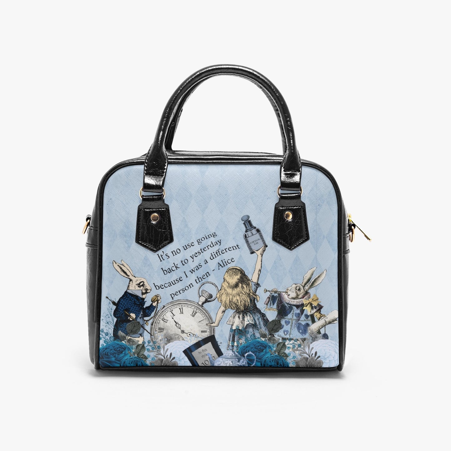 Alice in Wonderland Pastel Blue Handbag - Vegan Leather Alice in Wonderland Bag - Through the Looking Glass Gift (JPHBBQ)