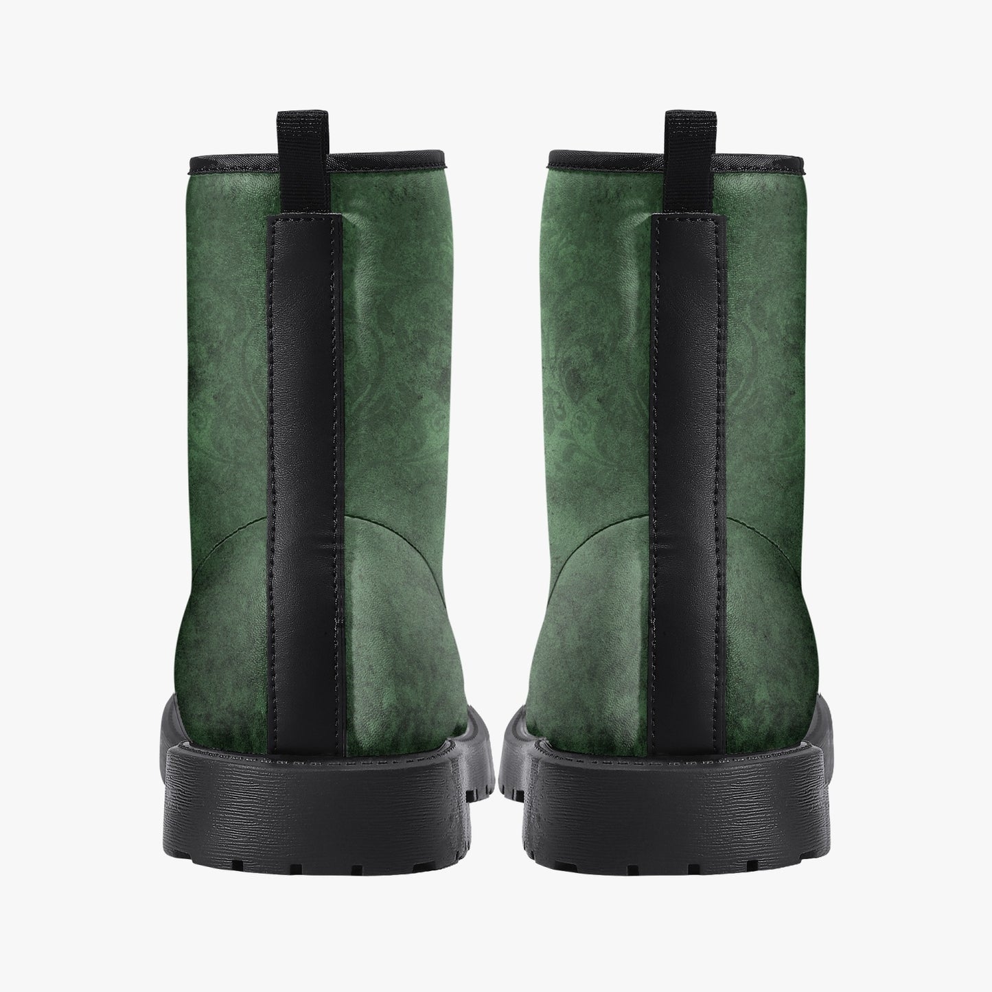 Green Gothic Grunge Vegan leather Combat Boots - Vegan Leather Green Boots (JPREG67)