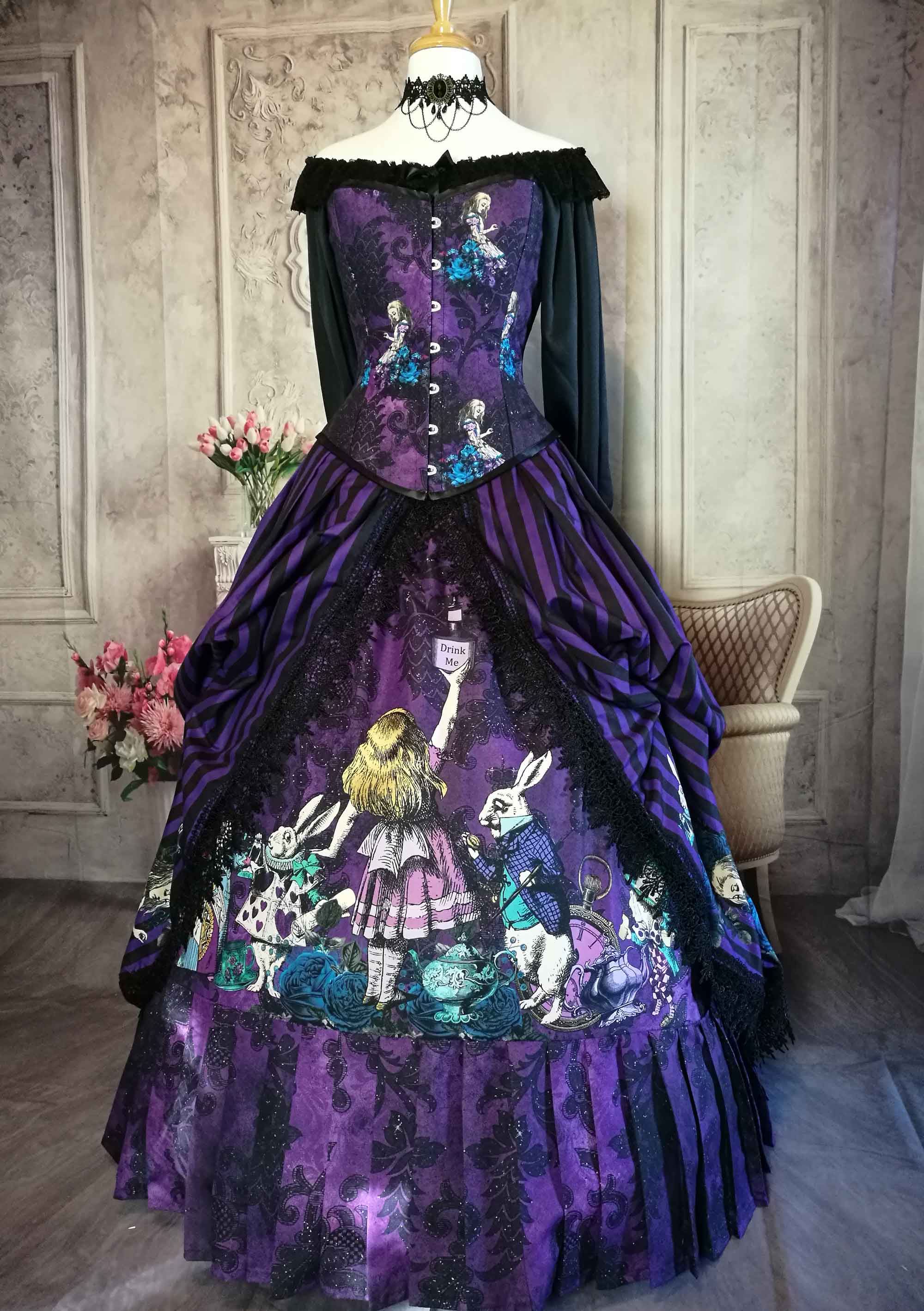 Outlet DISNEY DARK ALICE IN WONDERLAND CORSET DRESS GOTHIC,PUNK