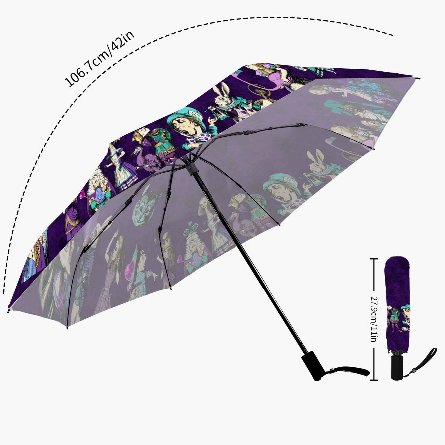 Alice In Wonderland Automatic Umbrella - Mad Hatter Tea Party Parasol (UMDA)