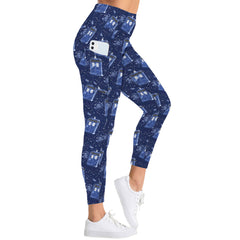 Doctor Who Tardis Leggings - High Waisted Yoga Tights with Pockets