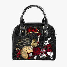 Load image into Gallery viewer, Alice in Wonderland Red and Gold Gothic Handbag with Quote (JP83Q)
