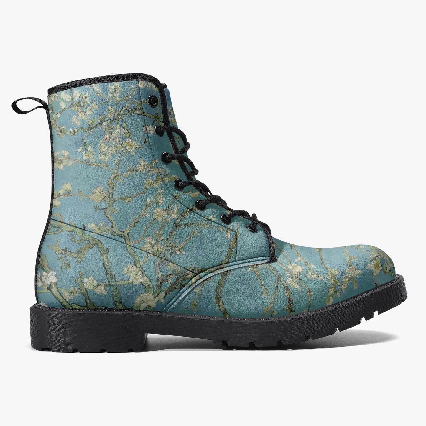 Van Gogh Almond Blossom Vegan Leather Combat Boots (JPREG33)