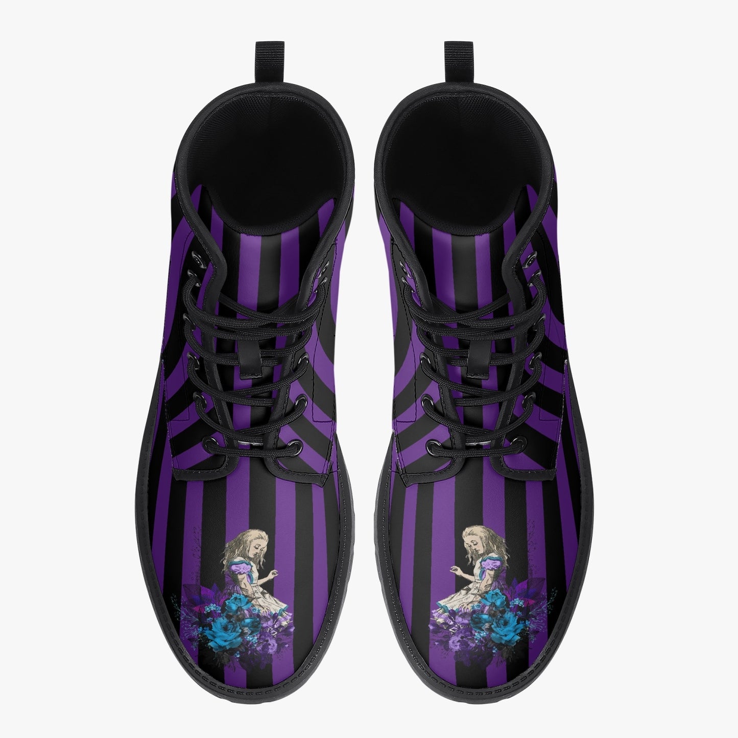 Alice in Wonderland Fun Purple Striped Combat Boots (JPREG14)