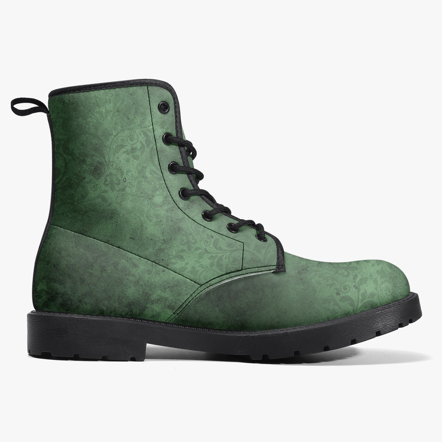 Green Gothic Grunge Vegan leather Combat Boots - Vegan Leather Green Boots (JPREG67)