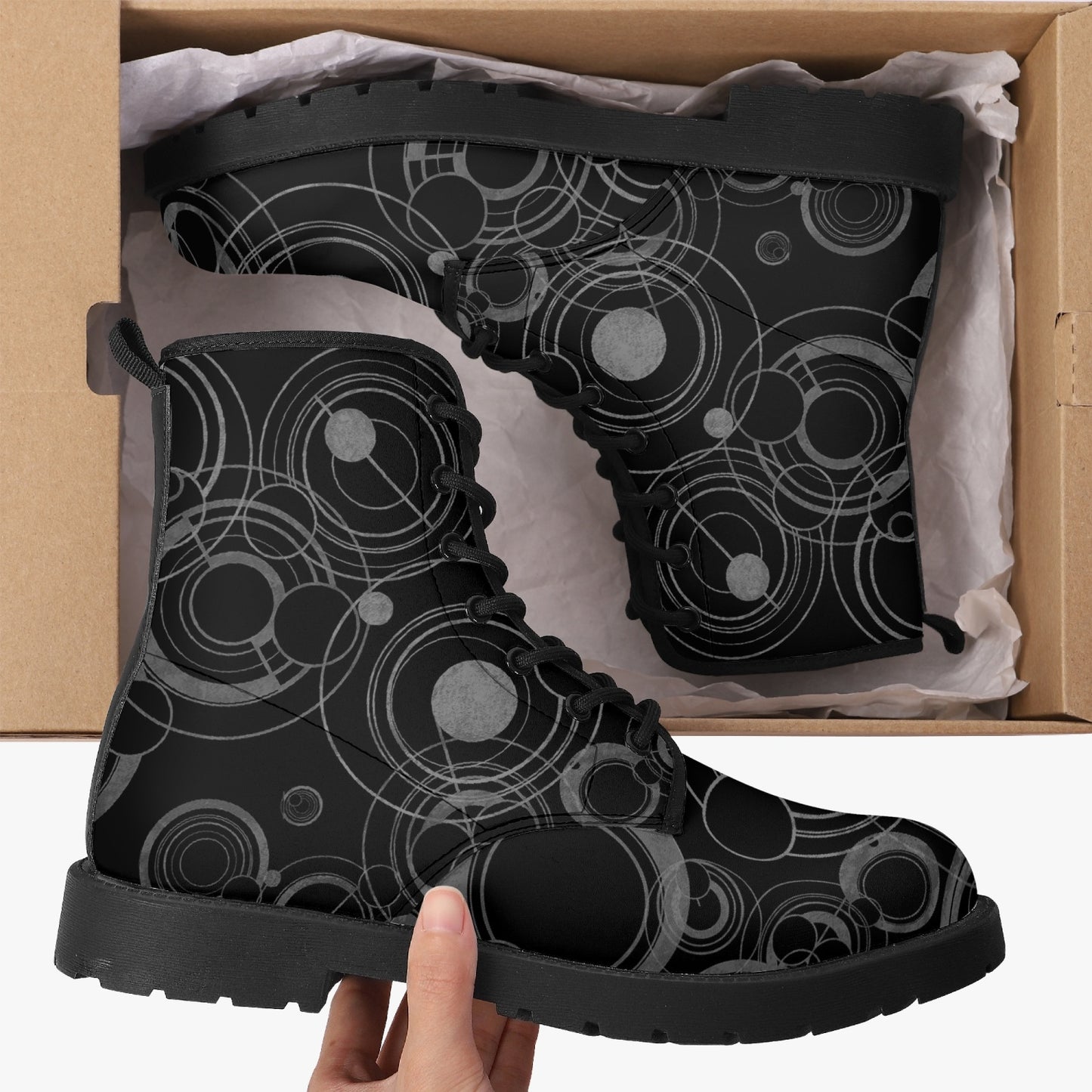 Gallifreyan Doctor Who Combat Boots - Gift for Whovian JPREG57)