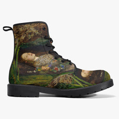 John Everett Millais - Ophelia -  Lace Up Combat Boots - Pre Rapaelite Art boots (JPREG90)