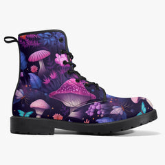 Mushroomcore Pink and Purple Toadstool Combat Boots (JPMUSHPP)