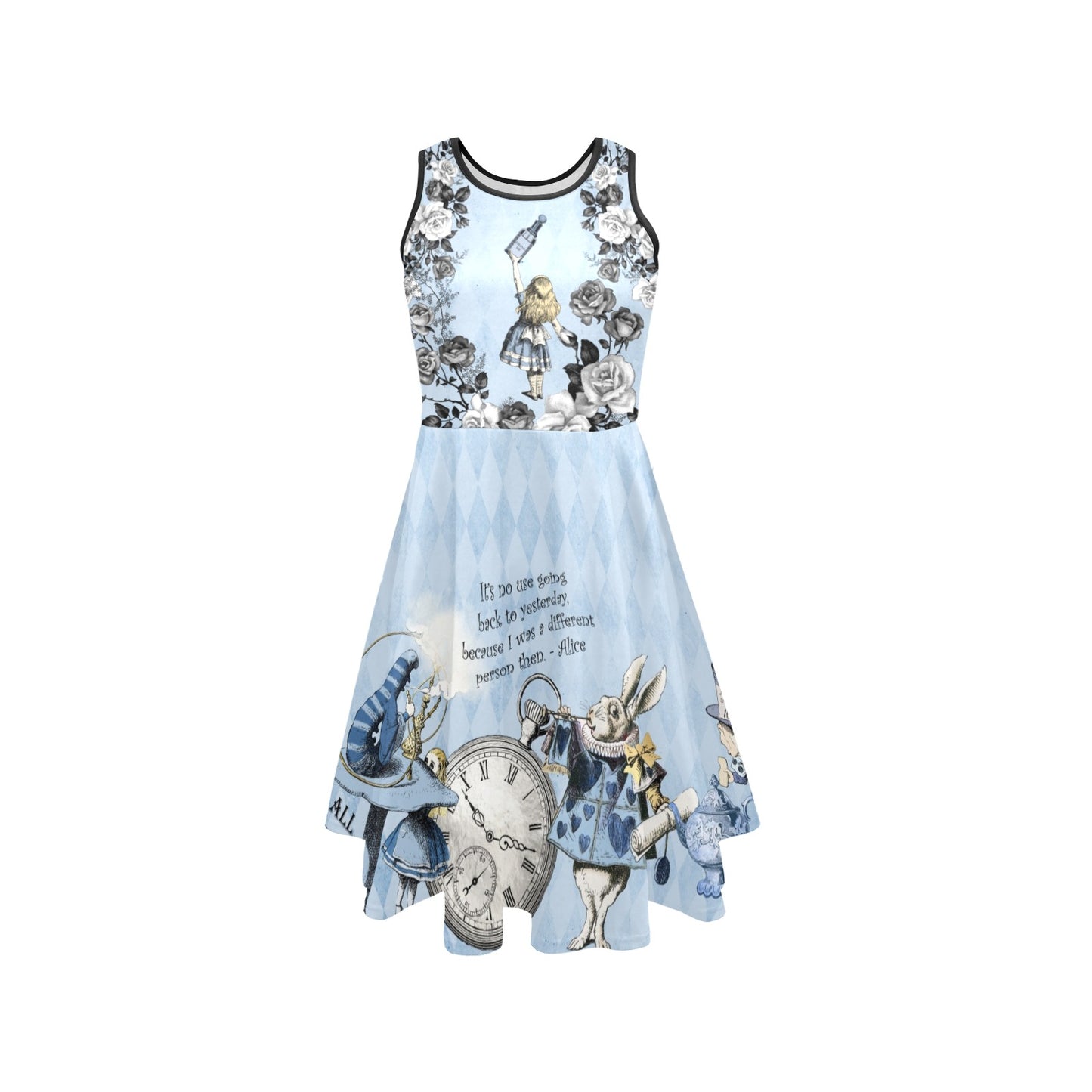 Blue Alice in Wonderland Dress - Plus Size Friendly (AABLUEA)