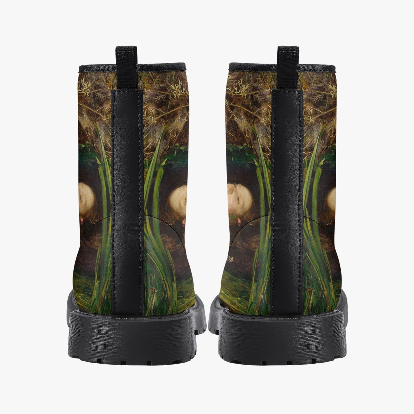 John Everett Millais - Ophelia -  Vegan Leather Combat Boots - Pre Rapaelite Art boots (JPREG90)