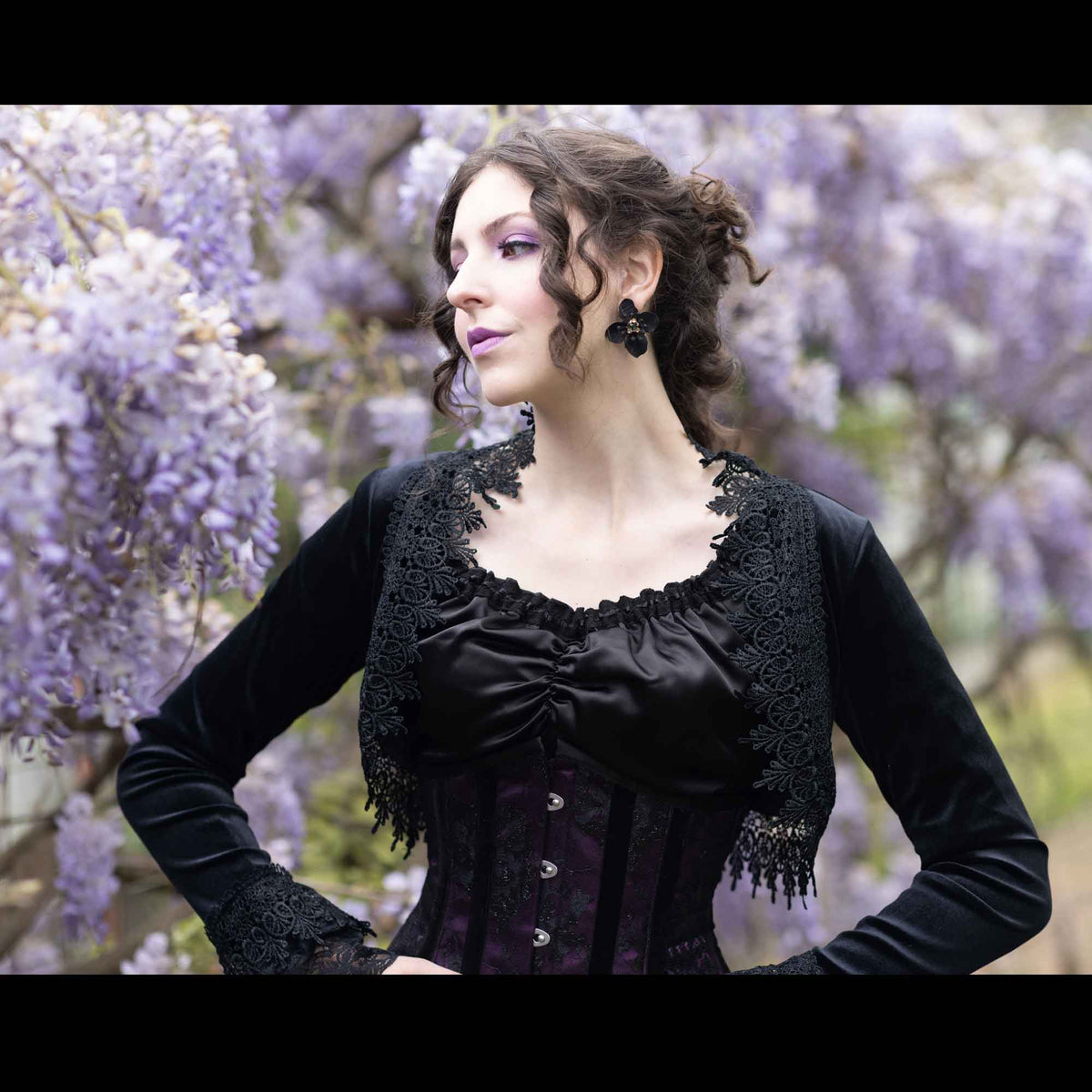 Black Bolero Jacket - Majestical Shrug - Black Velvet Short Jacket - Made to Measure