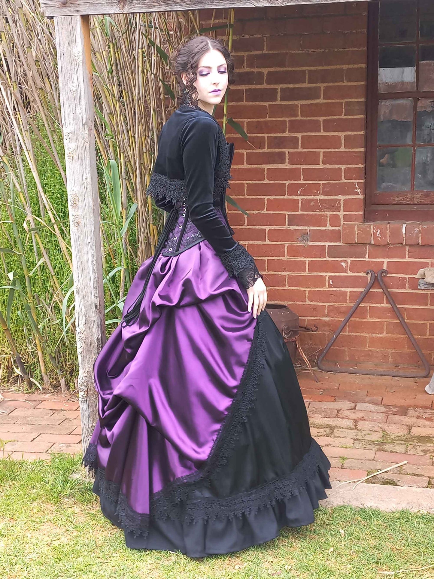 Amethyst Satin Victorian Ensemble - Steampunk Wedding Gown