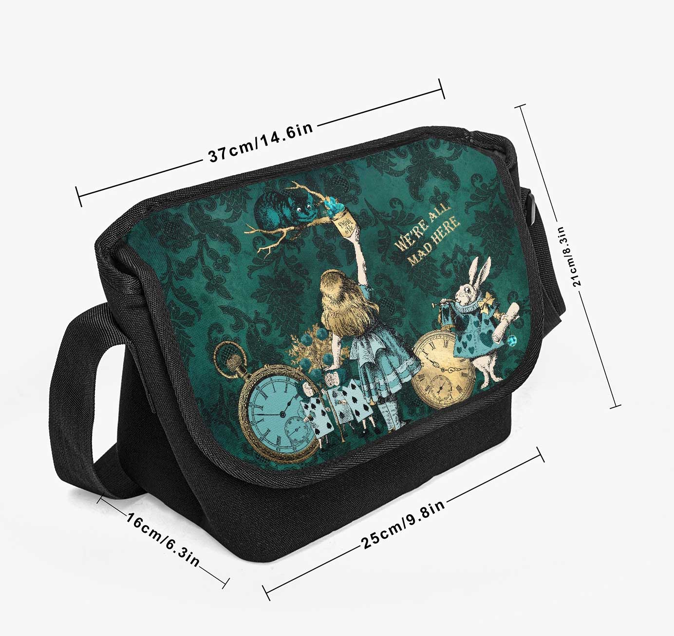 Alice in Wonderland Green Messenger Bag (JPGMB)