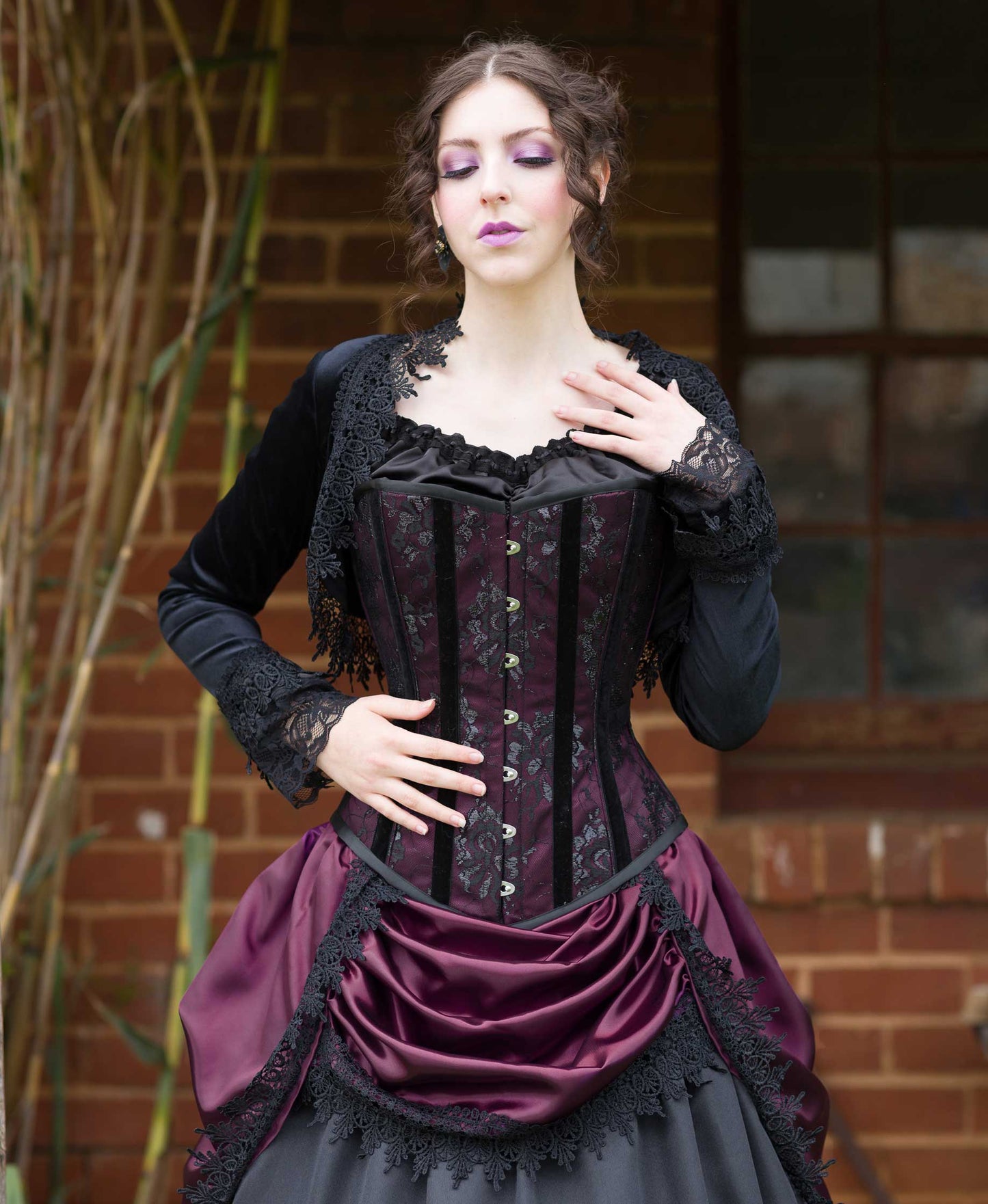 Amethyst Satin and Lace Pandora Corset - Steel Boned Victorian Corset