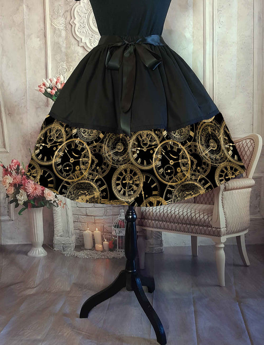 Steampunk Clocks 50's Style Skirt - Rockabilly Steampunk Cosplay