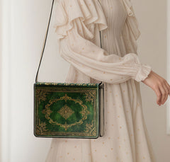 Green and Gold Vintage Style Book Purse - Literary Shoulder Bag