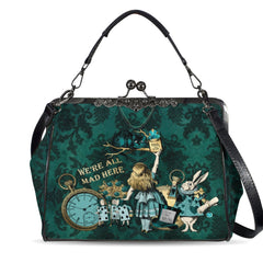 Alice in Wonderland Kisslock Purse – Vintage Style Green Handbag