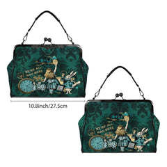 Alice in Wonderland Kisslock Purse – Vintage Style Green Handbag
