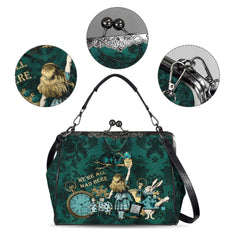 Alice in Wonderland Kisslock Purse – Vintage Style Green Handbag