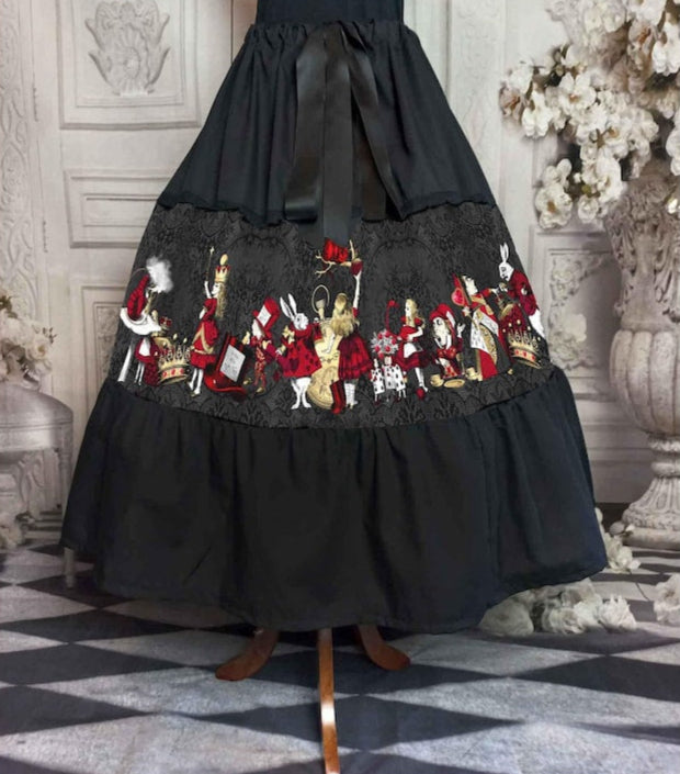 Alice in Wonderland - Red and Gold Tea Party Skirt