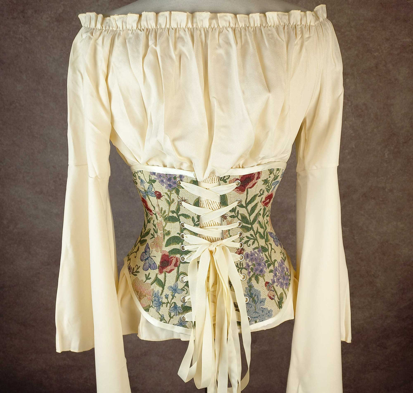 Ivory Floral Tapestry Underbust Corset - Plus Size Friendly - Handmade in Australia