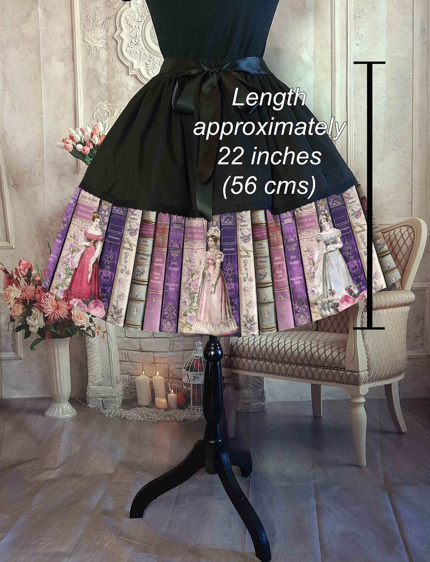 Jane Austen 50's Style Full Skirt - Literary Skirt - Plus Size Adustable