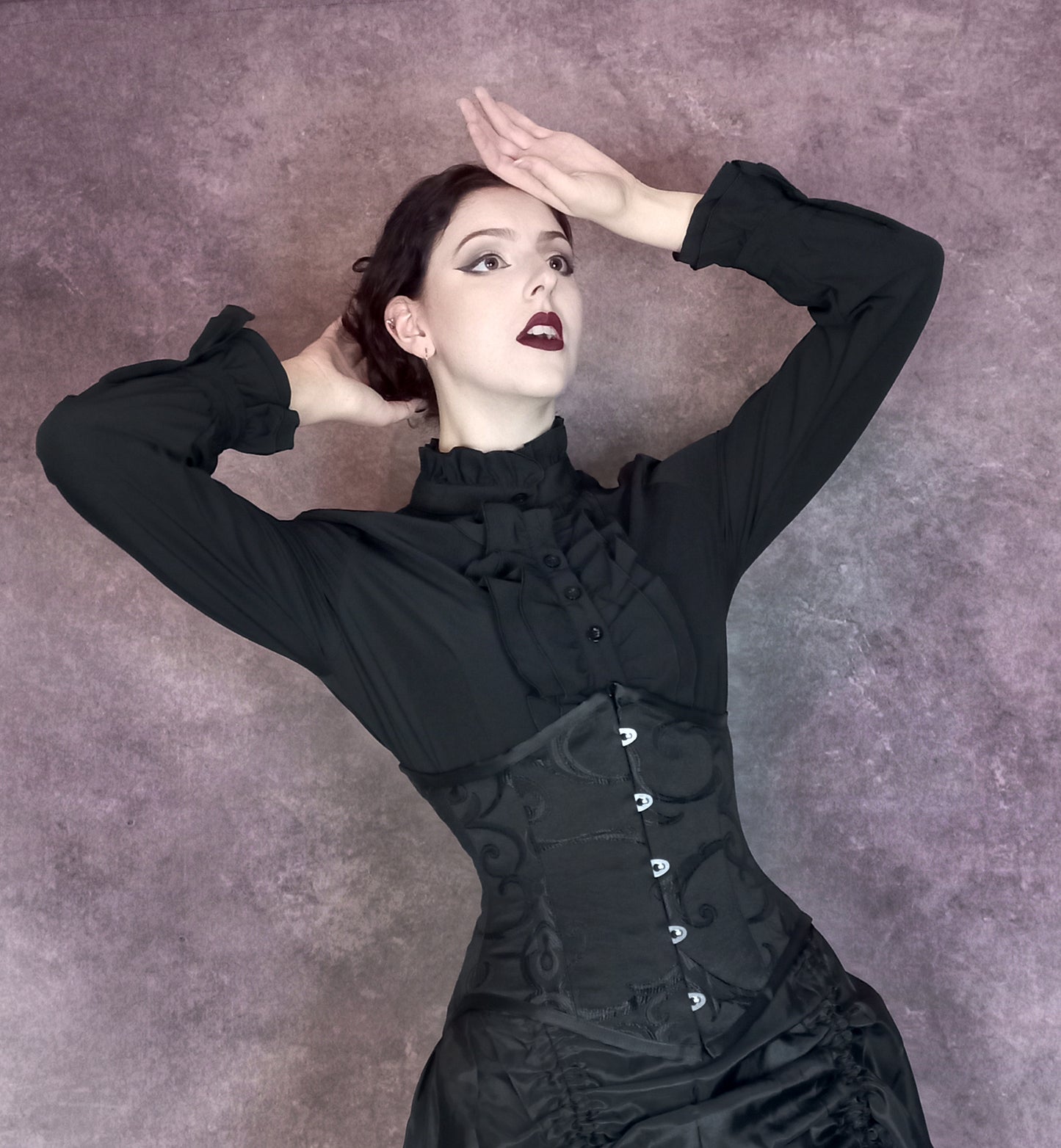 The Lilly Underbust Corset - Black Velvet or Black Brocade - Plus Size Corset - Handmade in Australia