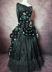 Mad Hatter Victorian Corset Ensemble - Green and Black Mad Hatter Costume