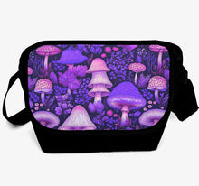 Load image into Gallery viewer, Mushroomcore Purple Messenger Bag - Pink and Purple Forestcore School Bag (JPMUSHMB)
