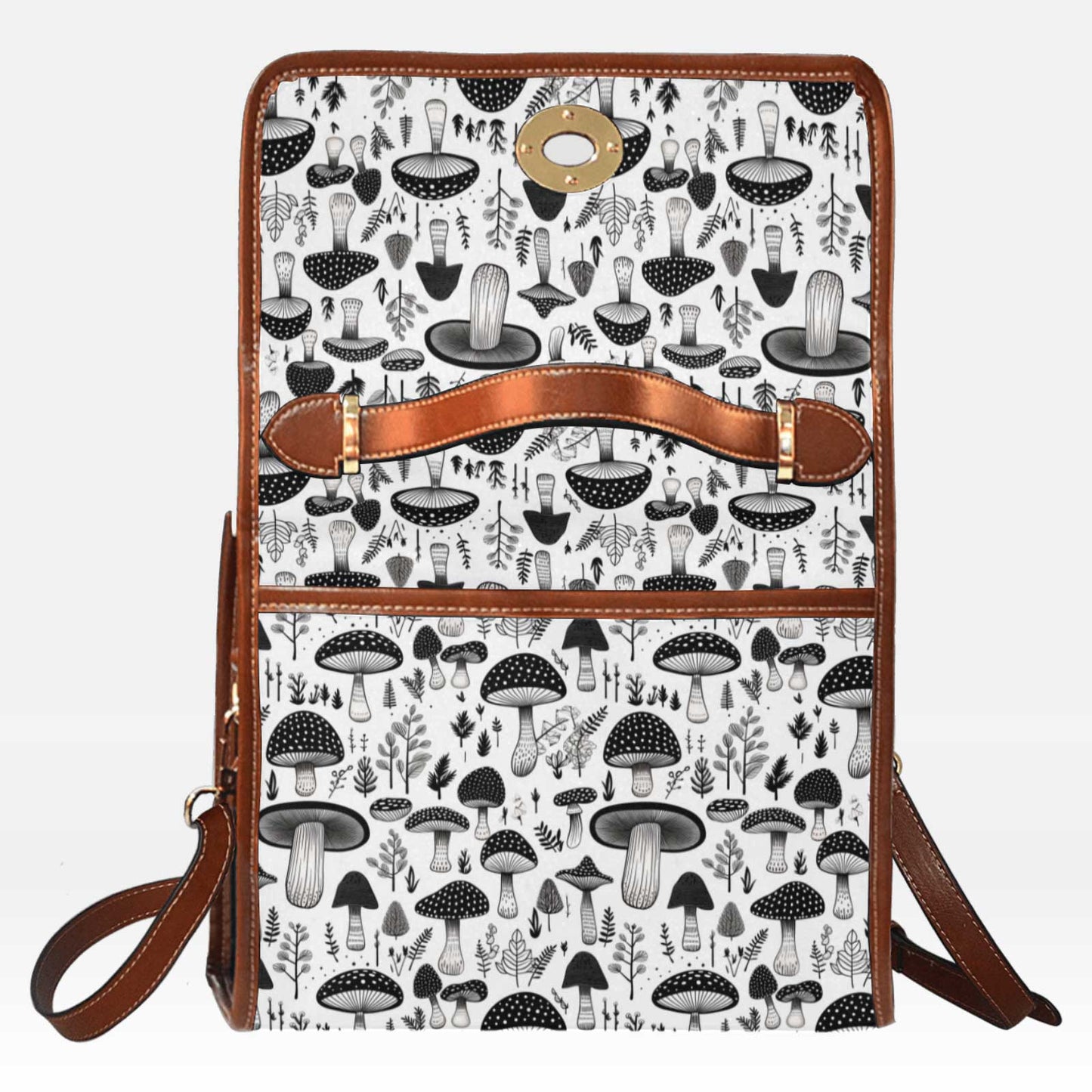 Mushroomcore Black and White Shoulder Satchel Bag (ASATCHM1)