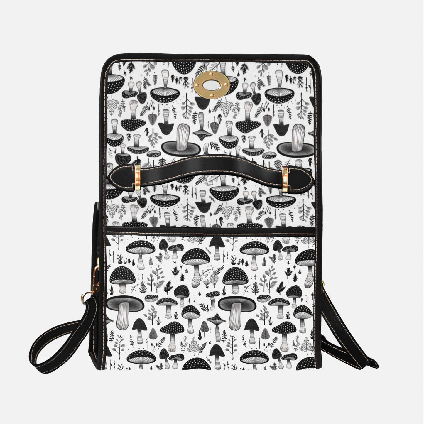 Mushroomcore Black and White Shoulder Satchel Bag (ASATCHM1)