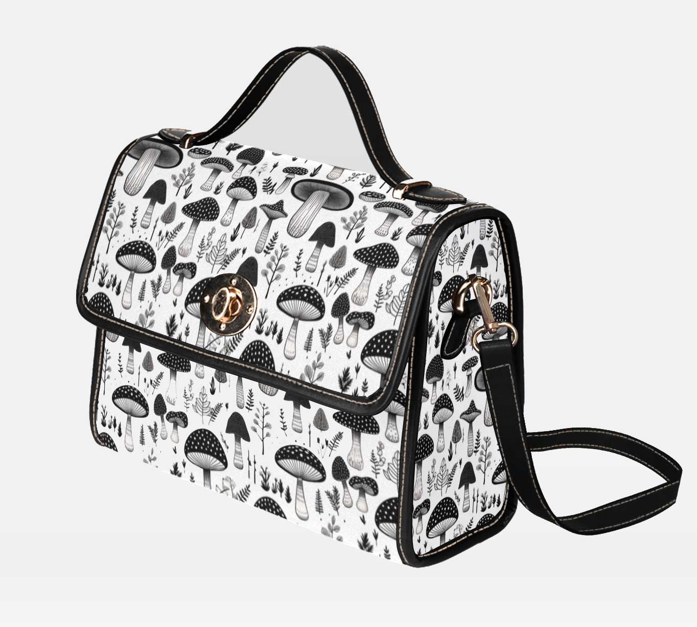 Mushroomcore Black and White Shoulder Satchel Bag (ASATCHM1)