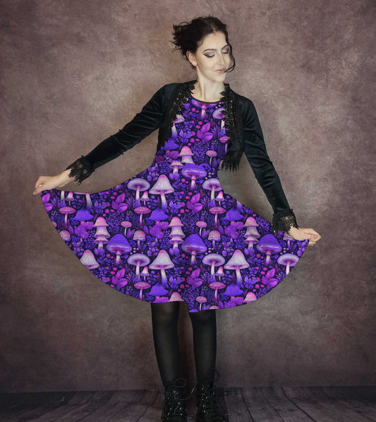 Purple and Pink Fun Mushroomcore  Dress (AADMUSH1)