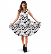 Load image into Gallery viewer, Mushroomcore Sleeveless Dress - Black and White Sundress - Forestcore Party Dress

