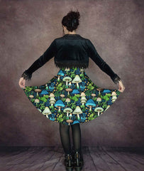Mushroomcore Blue and Green Dress - Plus Size Toadstool Dress (AMUSHGB)