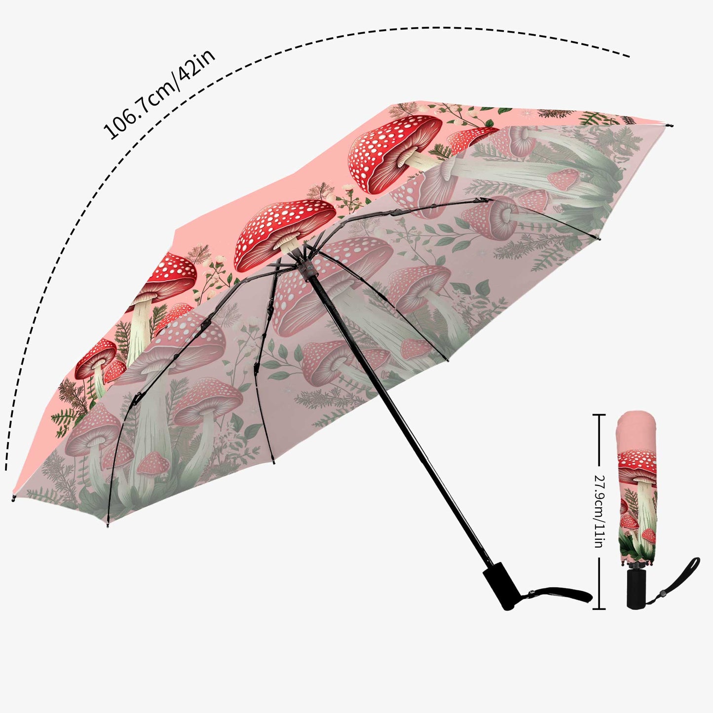 Mushroom Core Pink Automatic Umbrella (UMPINKMUSH)