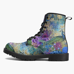 Peacock Vintage Floral Combat Boots  (JPREG17)