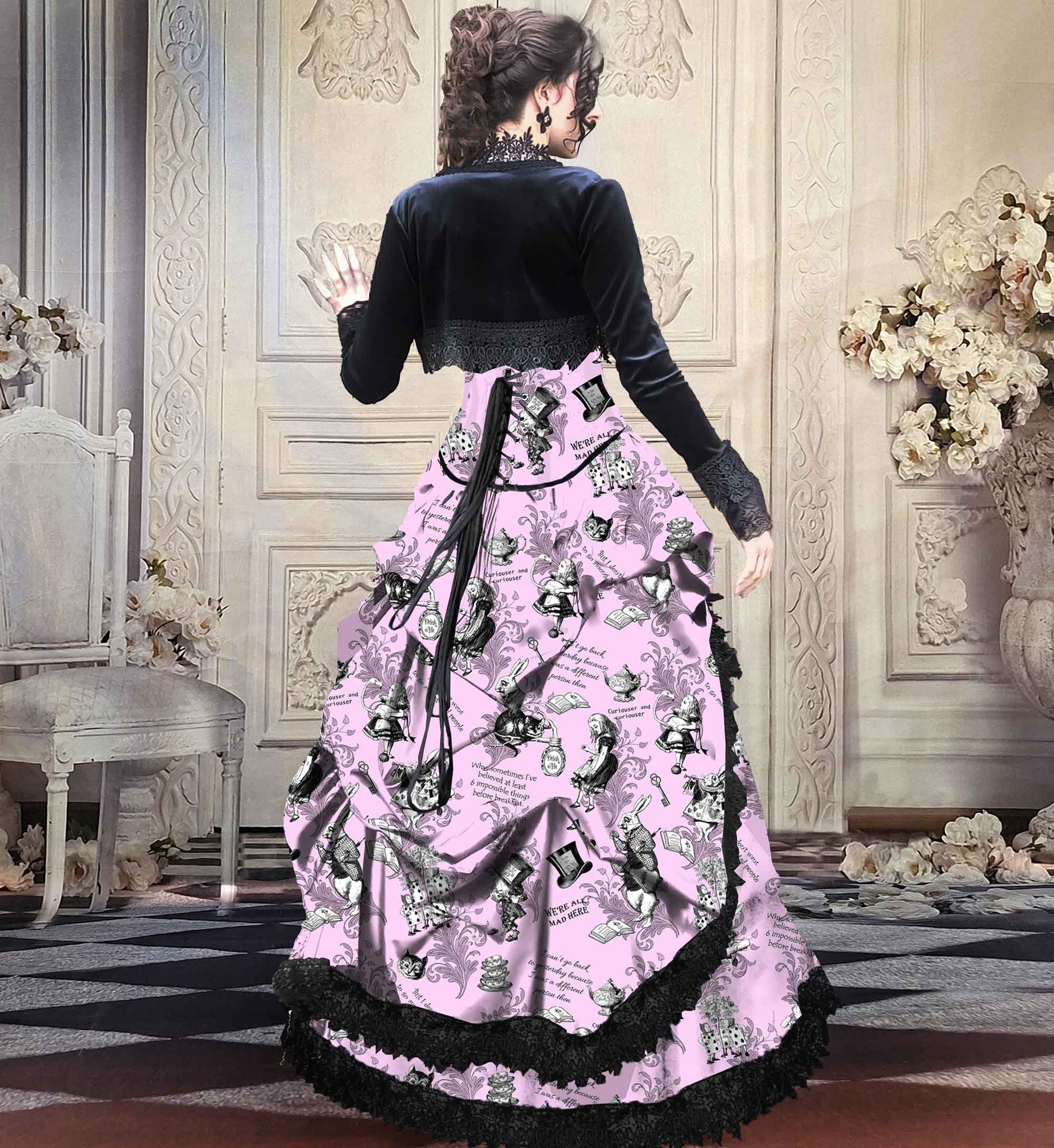 Pink Alice in Wonderland Victorian Corset Gown