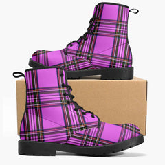 Pink Tartan Combat Boots