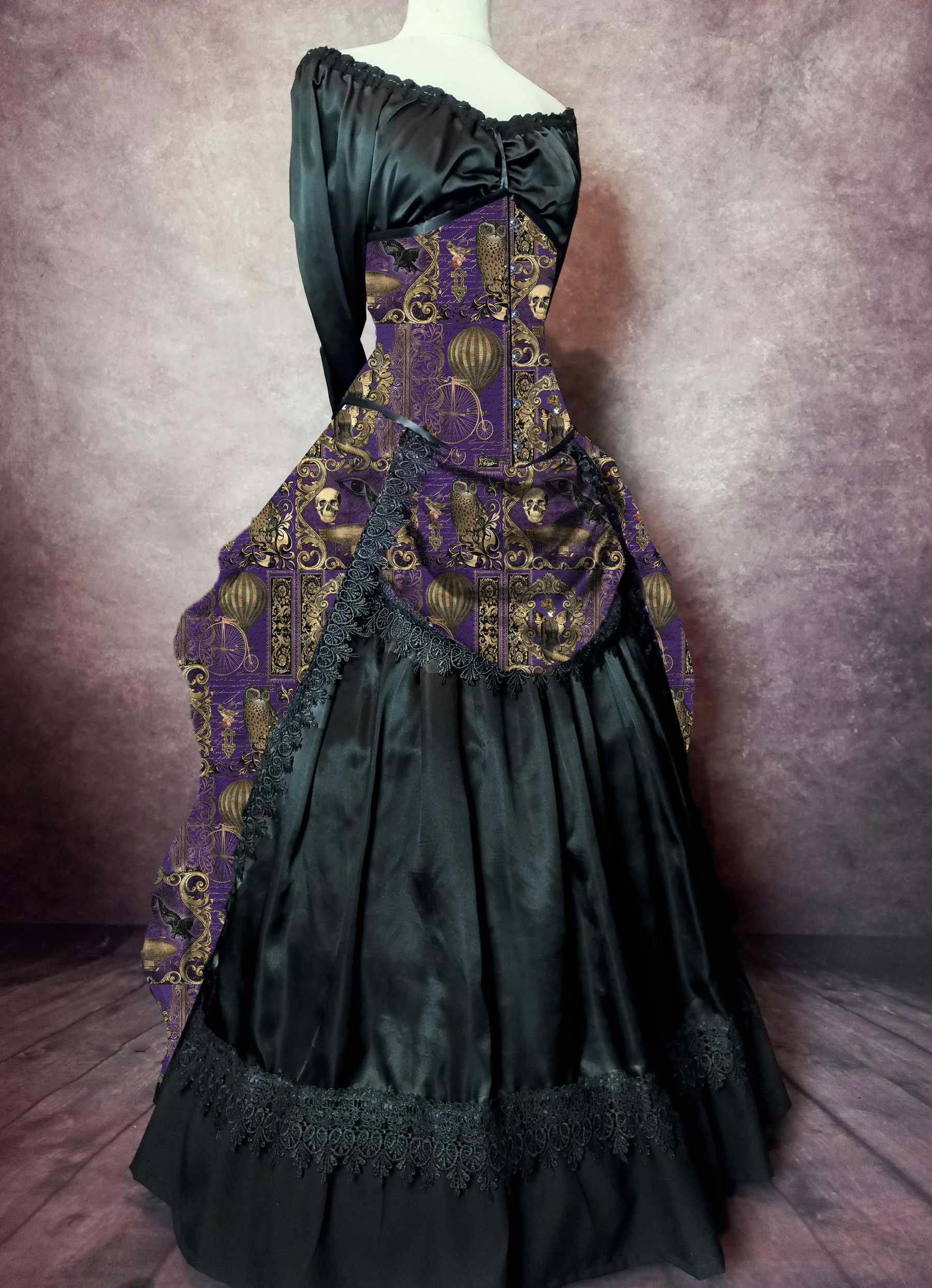 Purple Steampunk Gothic Victorian Bustle Ensemble