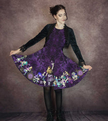 Alice in Wonderland Purple Party Dress - Plus Size Friendly - Thicker Fabric Style